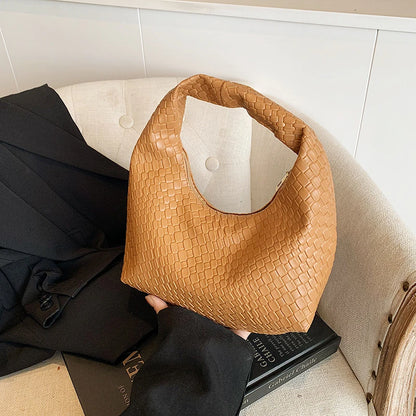 Bolso de Hombro Hobo Pequeño de Mujer de Moda Clásica, Tejido y Grabado, de Cuero PU Suave con Asa Superior, Bolsos Casuales para el Día a Día