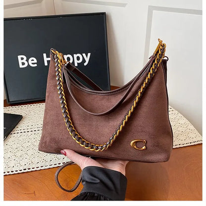Bolso bandolero para mujer Ele, retro, mate, con cadena, versátil, para uso diario, para una sola persona