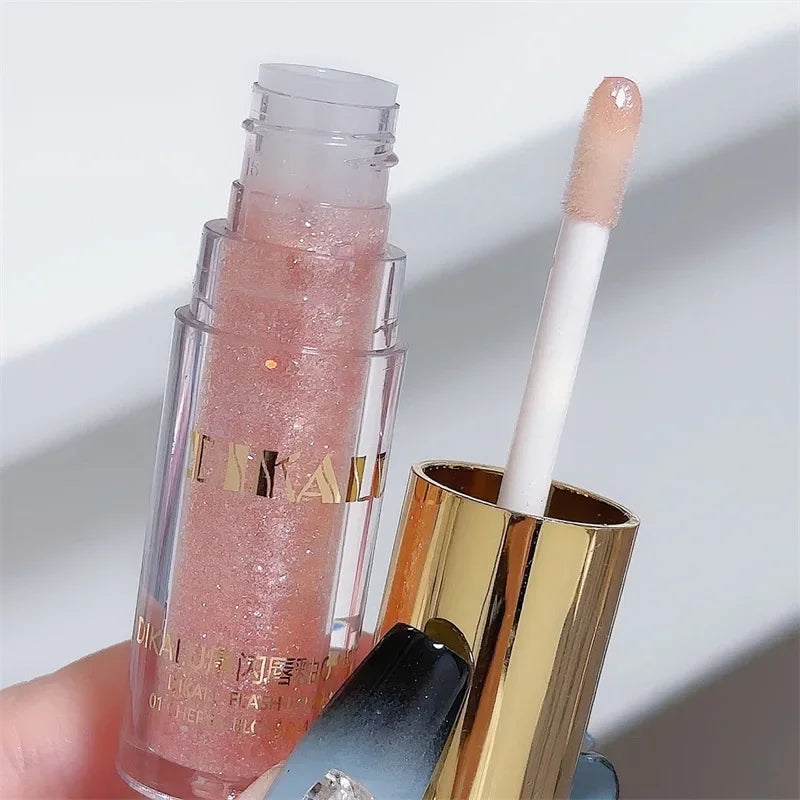 Brillo de Labios con Purpurina Diamante a Prueba de Agua 5 Colores Brillo de Labios Líquido con Purpurina Centelleante Brillo de Labios con Perla Diamante Maquillaje de Labios Sexy