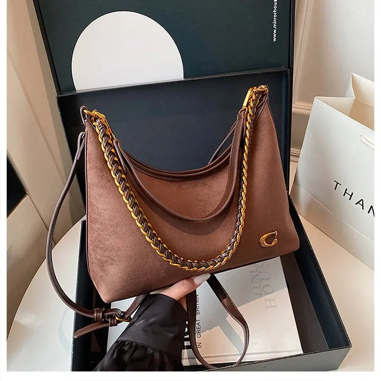Bolso bandolero para mujer Ele, retro, mate, con cadena, versátil, para uso diario, para una sola persona
