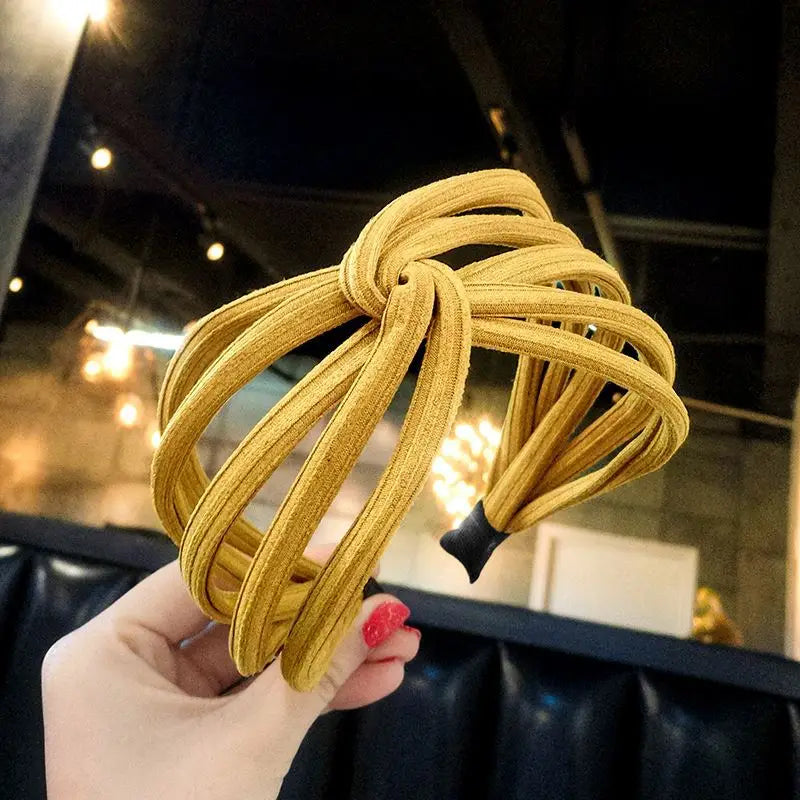 New Fashion Women Hollow Out Wide Hairbands Handmade Simple Cross Bow Headwraps Personality Solid Color Headbands Hair Holder