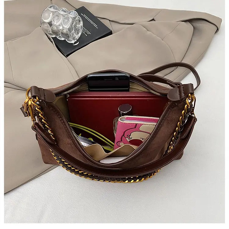Bolso bandolero para mujer Ele, retro, mate, con cadena, versátil, para uso diario, para una sola persona