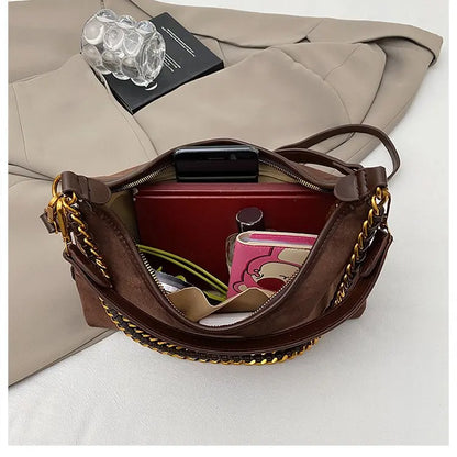 Bolso bandolero para mujer Ele, retro, mate, con cadena, versátil, para uso diario, para una sola persona