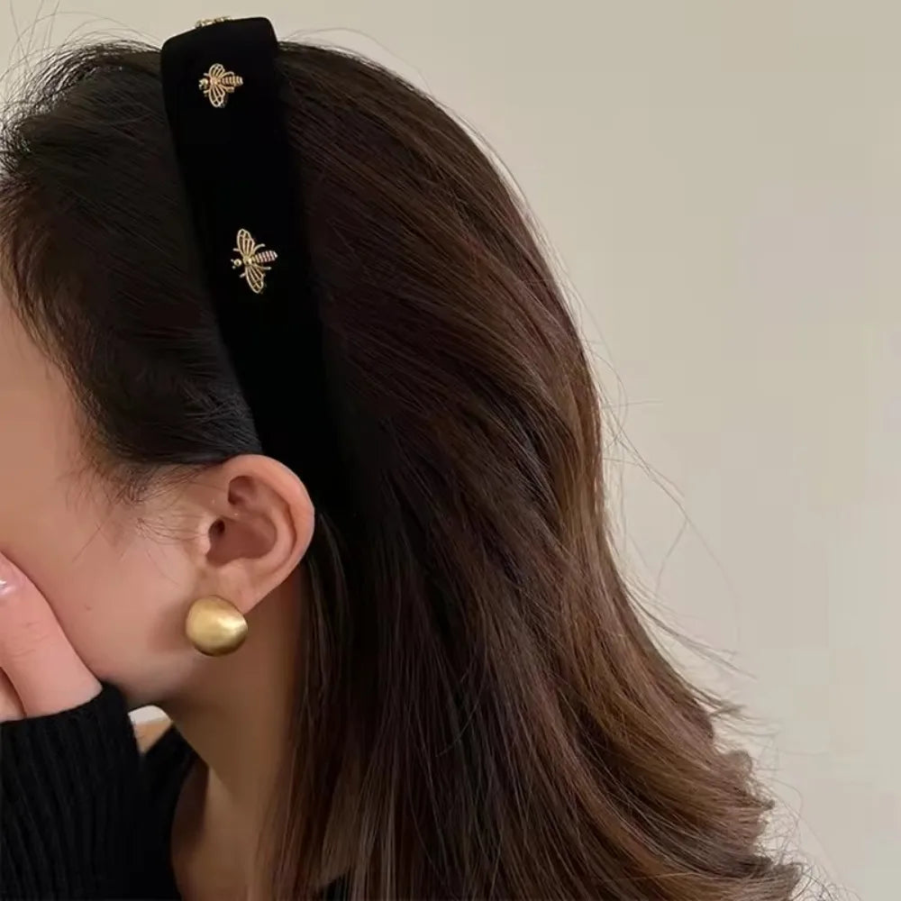 1 diadema retro para peinado color negro de abeja retro y clásico para mujeres, niñas, diadema de moda versátil francesa, accesorios para el cabello