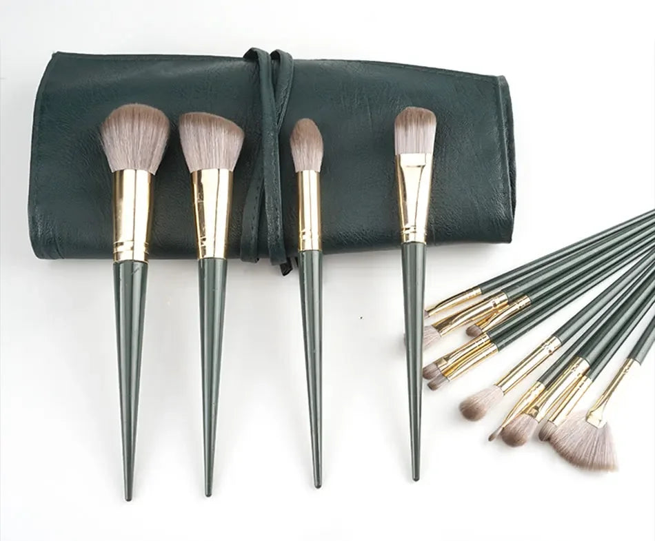 14 piezas de brochas de maquillaje suaves y esponjosas, herramientas cosméticas, polvo, sombra de ojos, base, rubor, para difuminar, brocha de belleza para maquillaje