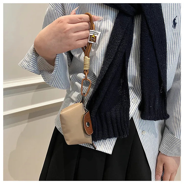 Bolso Monedero Mini de Moda Exquisito de Venta Caliente, Color Sólido Simple, Estilo Coreano, Bolsa de Maquillaje de Almacenamiento para Mujeres,