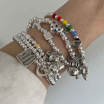 925 Sterling Silver Bracelets for Women Men Accessories Trend Vintage Beads Chain Pendant Party Jewelry Gift