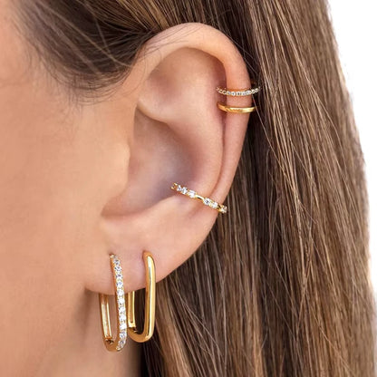 2/6 PCS Pendientes Huggies Minimalistas Mariasz de Acero Inoxidable con Recubrimiento PVD Color Oro, Aro Cuadrado para Mujeres y Hombres, Joyería Clásica