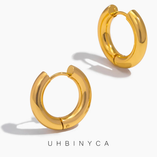 Pendientes de Aro Clásicos, Joyería de Acero Inoxidable a la Moda y Versátil