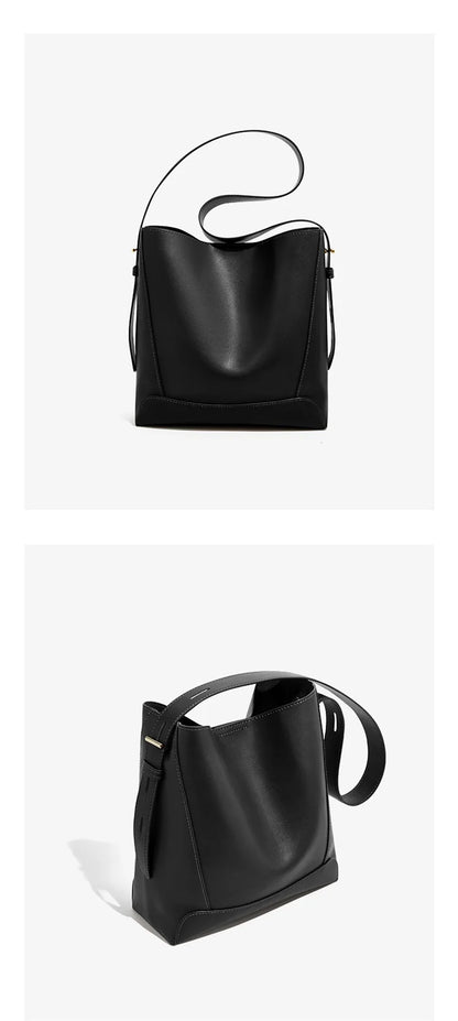 FOXER 2026 New Women's Bucket Bag Split Leather Large Capacity Tote Bag Female Crossbody Bag Commuter Shoulder Bag