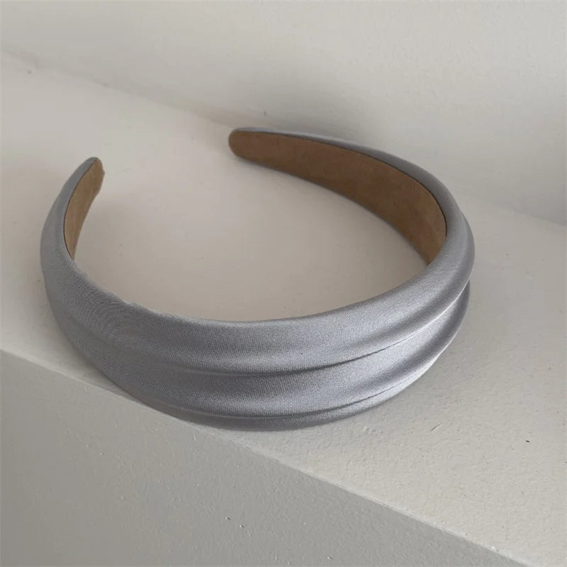 Elegant Women High Cranium Headbands Wide Brimmed Satin Cloth Hairbands Fashion Female Daily Party Press Hair Accessories