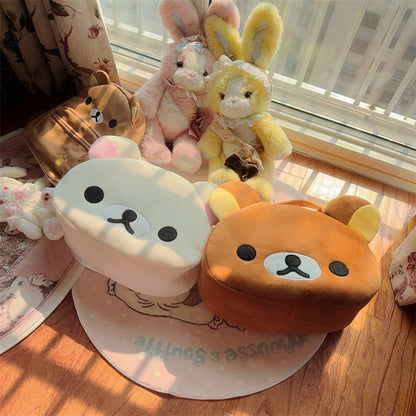 Kawaii Rilakkuma Plush Tote Bag Cute Brown White Bear Cartoon Handbag Soft Casual Shoulder Bag For Women Girl Large Capacity