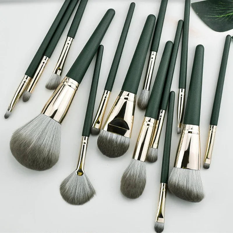 14 piezas de brochas de maquillaje suaves y esponjosas, herramientas cosméticas, polvo, sombra de ojos, base, rubor, para difuminar, brocha de belleza para maquillaje