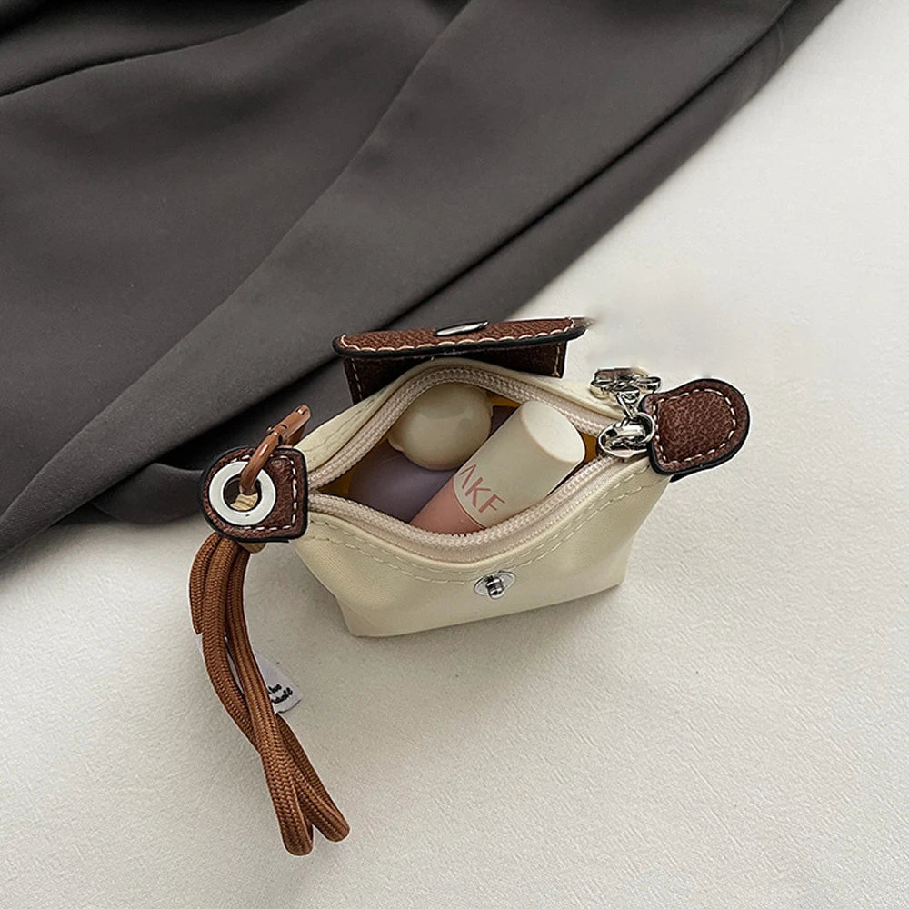 Bolso Monedero Mini de Moda Exquisito de Venta Caliente, Color Sólido Simple, Estilo Coreano, Bolsa de Maquillaje de Almacenamiento para Mujeres,