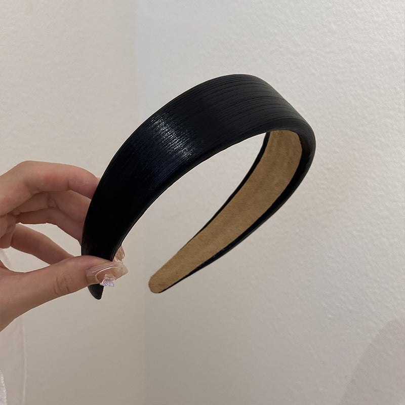Korean Style Wide Leather Hairbands Shiny Gold Silver Pu Headbands Fashion Plain Sponge Hair Hoop Women Hair Clip Retro Headwear