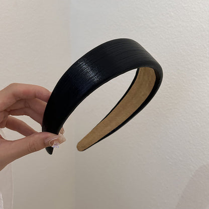 Korean Style Wide Leather Hairbands Shiny Gold Silver Pu Headbands Fashion Plain Sponge Hair Hoop Women Hair Clip Retro Headwear