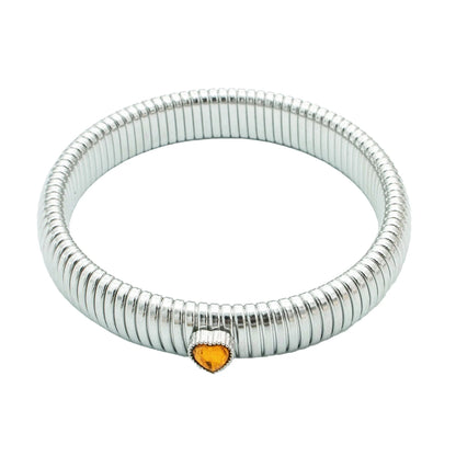 Pulsera de Metal Pulido Grueso con Elasticidad Retro de Acero Inoxidable Impermeable, Bañada en Oro de 18K