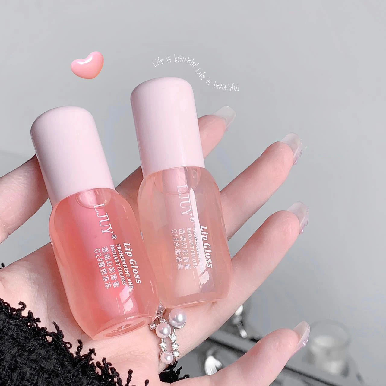 Aceite Labial de Cristal de Fruta Hidratante Brillo Labial Transparente de Vidrio Voluminizador Suero Labial Transparente Cuidado de Labios Maquillaje Cosméticos