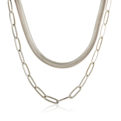 Collar Colgante Gargantilla de Cadena Doble Vintage Punk con Cadena de Serpiente en el Cuello para Mujer, Cadena Gruesa Dorada