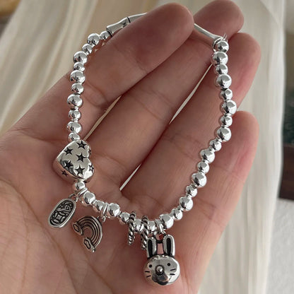925 Sterling Silver Bracelets for Women Men Accessories Trend Vintage Beads Chain Pendant Party Jewelry Gift