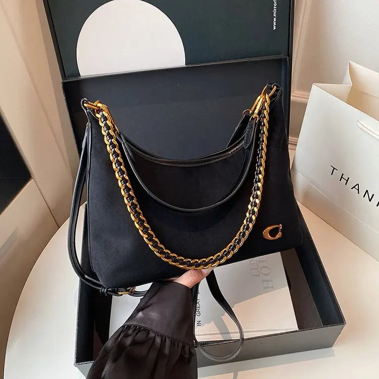 Bolso bandolero para mujer Ele, retro, mate, con cadena, versátil, para uso diario, para una sola persona