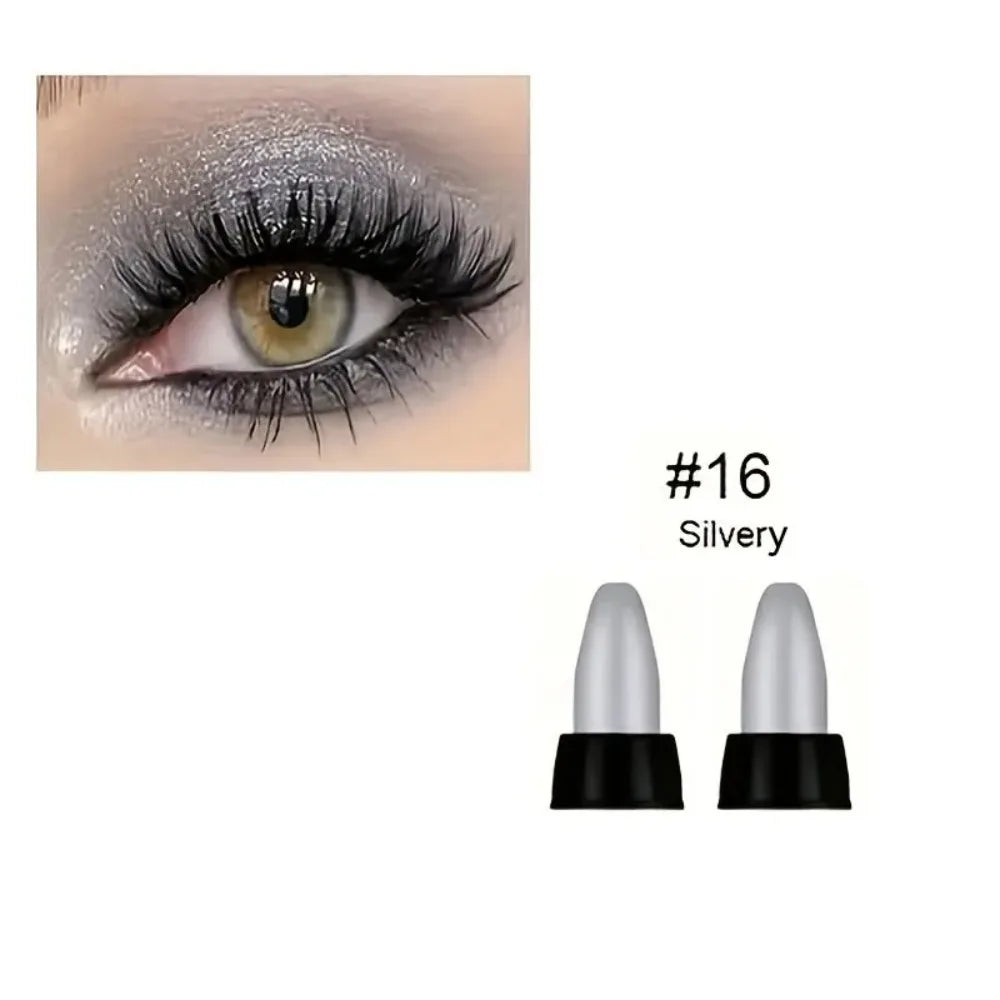 16 colores de delineadores metálicos en lápiz, con colores brillantes, maquillaje resistente al agua y de larga duración para los ojos