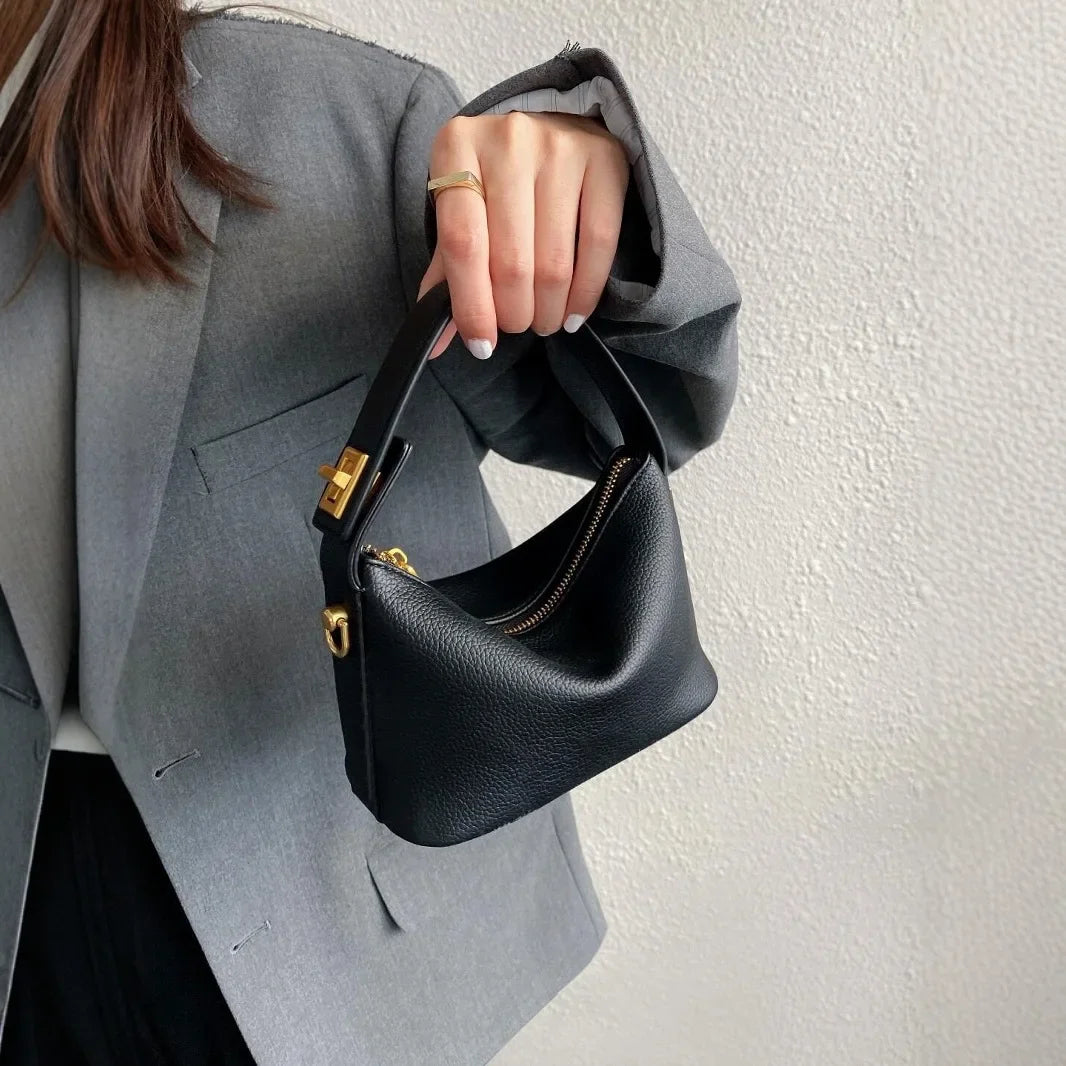 Bolso sencillo y retro, bolso bandolero, bolso pequeño cuadrado de cuero suave