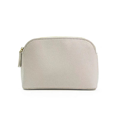 Bolsa de cosméticos de cuero sintético con letras personalizadas, clásica, sencilla, de color liso, con cremallera avanzada.