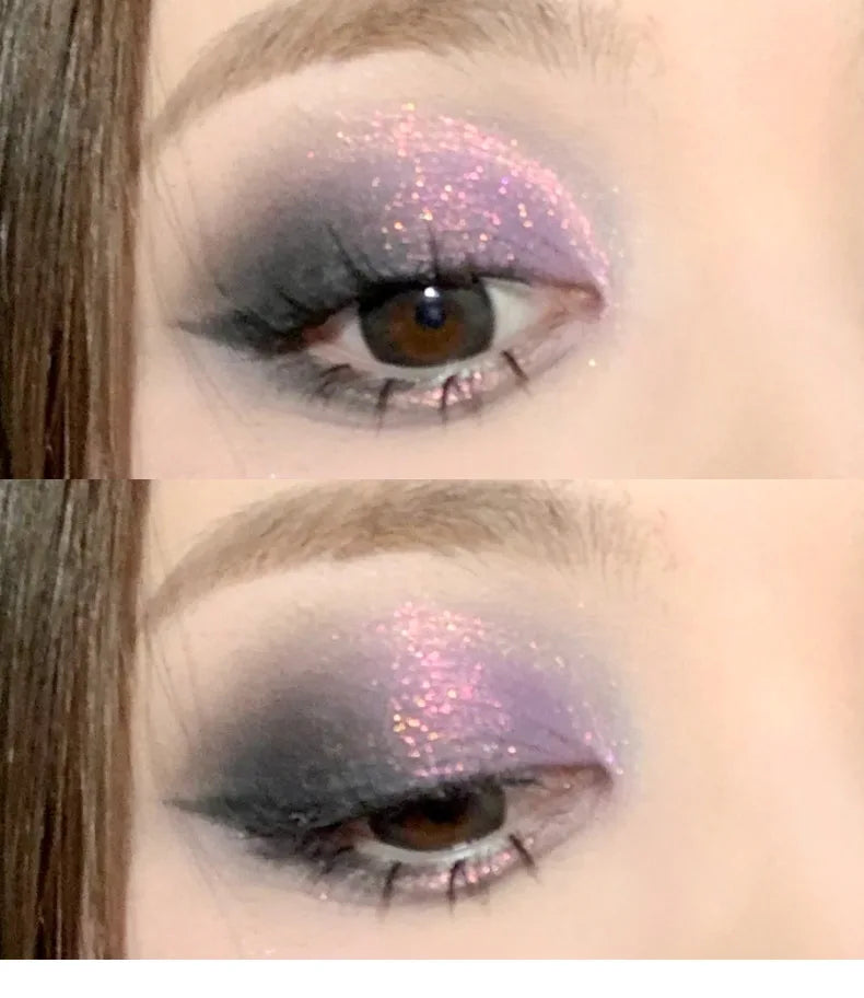 Paleta de Sombras de Ojos Monocromática con Brillo de Diamante, Sombras de Ojos Descoloradas, Iluminador, Lentejuelas, Resistente al Agua, Pigmentos de Maquillaje de Larga Duración