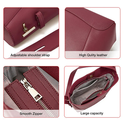 FOXER 2026 New Women's Bucket Bag Split Leather Large Capacity Tote Bag Female Crossbody Bag Commuter Shoulder Bag