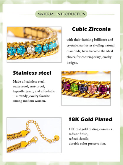 Pulsera de Triple Fila con Brillante, Acero Inoxidable Hipoalergénico Chapado en Oro de 18K, Joyería de Lujo y Elegante