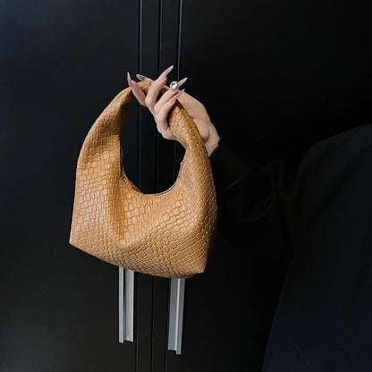 Bolso de Hombro Hobo Pequeño de Mujer de Moda Clásica, Tejido y Grabado, de Cuero PU Suave con Asa Superior, Bolsos Casuales para el Día a Día