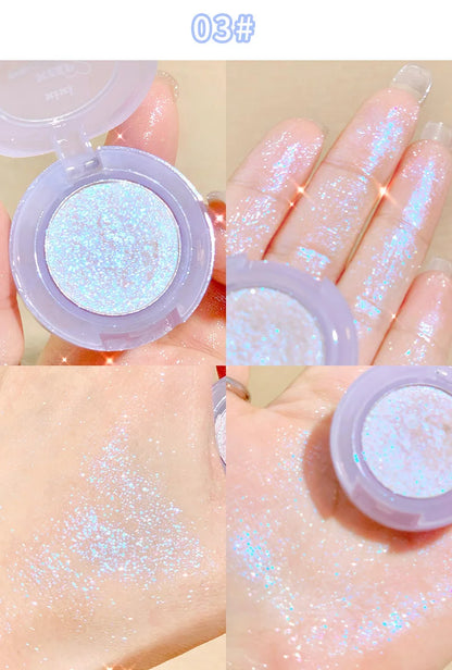 Paleta de Sombras de Ojos Monocromática con Brillo de Diamante, Sombras de Ojos Descoloradas, Iluminador, Lentejuelas, Resistente al Agua, Pigmentos de Maquillaje de Larga Duración