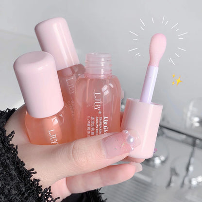 Aceite Labial de Cristal de Fruta Hidratante Brillo Labial Transparente de Vidrio Voluminizador Suero Labial Transparente Cuidado de Labios Maquillaje Cosméticos
