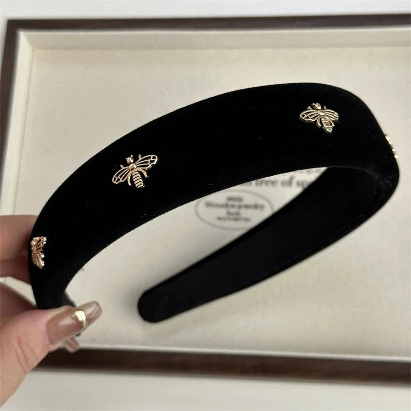 1 diadema retro para peinado color negro de abeja retro y clásico para mujeres, niñas, diadema de moda versátil francesa, accesorios para el cabello