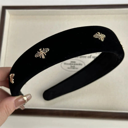 1 diadema retro para peinado color negro de abeja retro y clásico para mujeres, niñas, diadema de moda versátil francesa, accesorios para el cabello