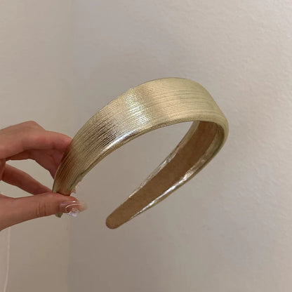 Korean Style Wide Leather Hairbands Shiny Gold Silver Pu Headbands Fashion Plain Sponge Hair Hoop Women Hair Clip Retro Headwear