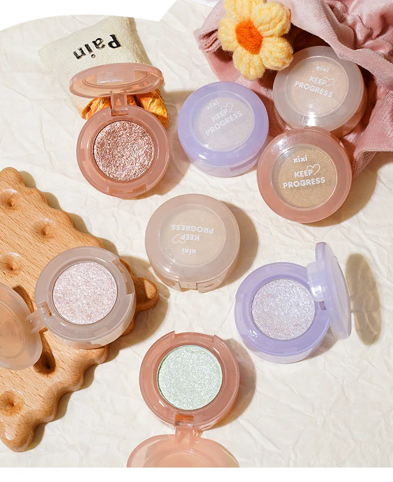 Paleta de Sombras de Ojos Monocromática con Brillo de Diamante, Sombras de Ojos Descoloradas, Iluminador, Lentejuelas, Resistente al Agua, Pigmentos de Maquillaje de Larga Duración