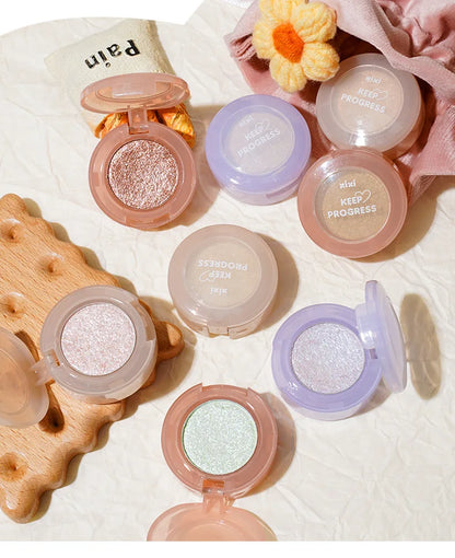 Paleta de Sombras de Ojos Monocromática con Brillo de Diamante, Sombras de Ojos Descoloradas, Iluminador, Lentejuelas, Resistente al Agua, Pigmentos de Maquillaje de Larga Duración