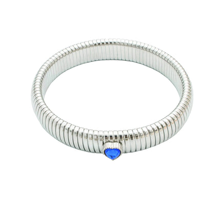 Pulsera de Metal Pulido Grueso con Elasticidad Retro de Acero Inoxidable Impermeable, Bañada en Oro de 18K