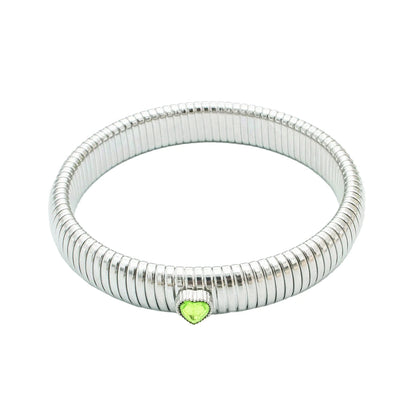 Pulsera de Metal Pulido Grueso con Elasticidad Retro de Acero Inoxidable Impermeable, Bañada en Oro de 18K