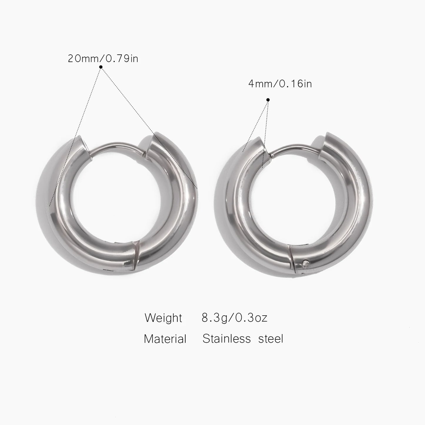 Pendientes de Aro Clásicos, Joyería de Acero Inoxidable a la Moda y Versátil
