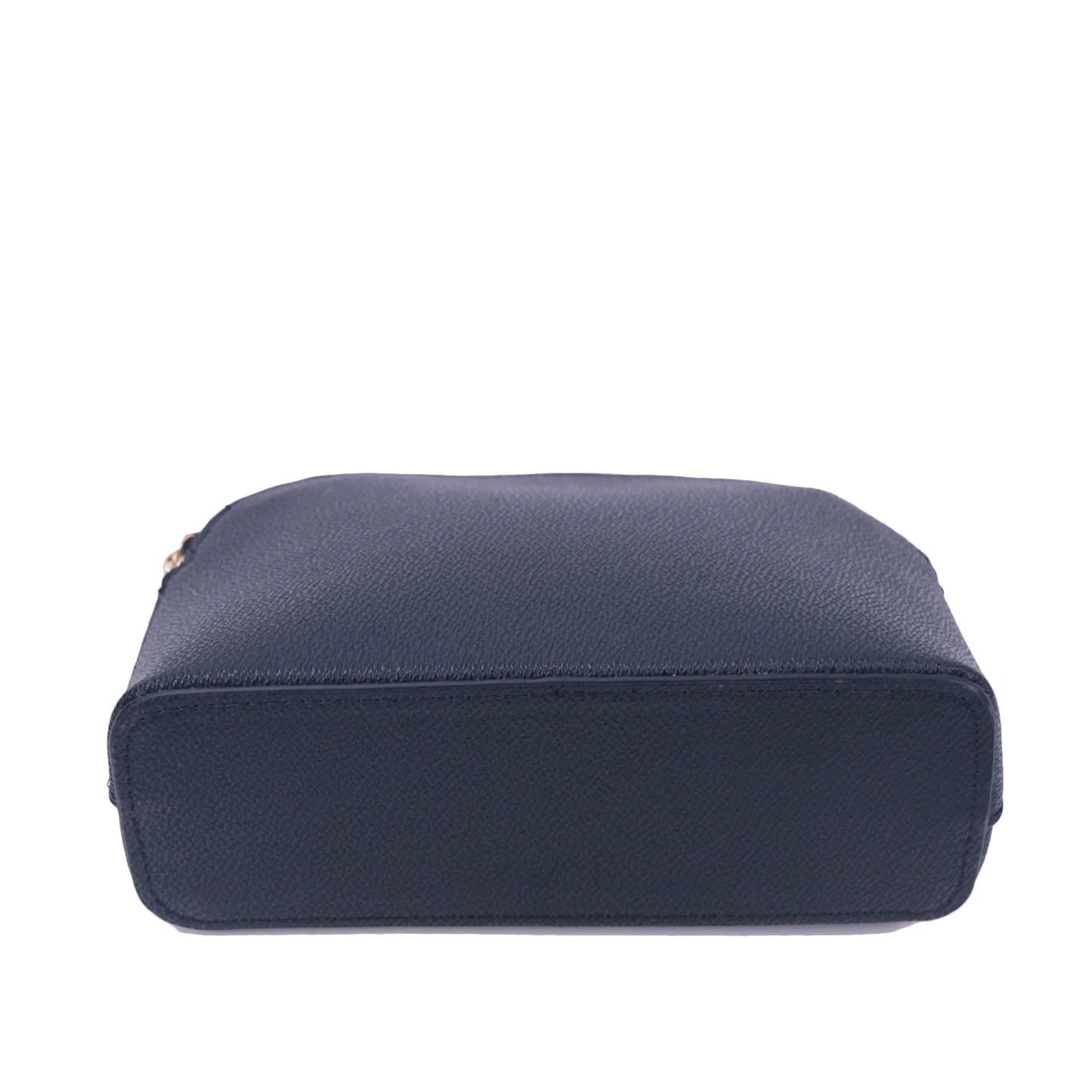 Bolsa de cosméticos de cuero sintético con letras personalizadas, clásica, sencilla, de color liso, con cremallera avanzada.