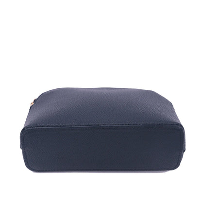 Bolsa de cosméticos de cuero sintético con letras personalizadas, clásica, sencilla, de color liso, con cremallera avanzada.