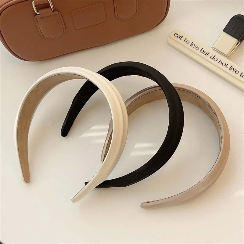 Elegant Women High Cranium Headbands Wide Brimmed Satin Cloth Hairbands Fashion Female Daily Party Press Hair Accessories