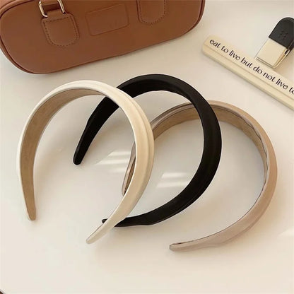 Elegant Women High Cranium Headbands Wide Brimmed Satin Cloth Hairbands Fashion Female Daily Party Press Hair Accessories