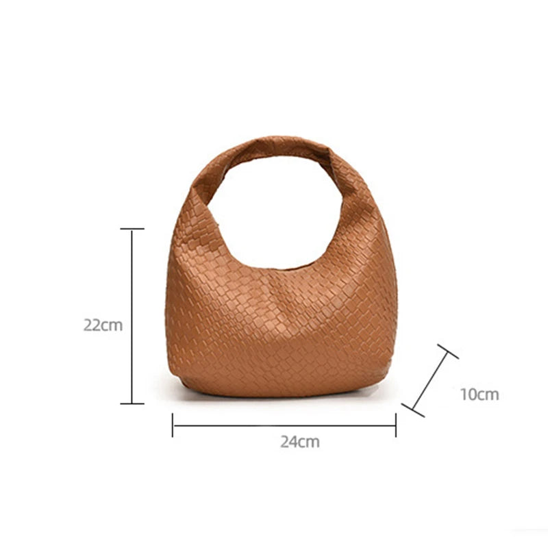 Bolso de Hombro Hobo Pequeño de Mujer de Moda Clásica, Tejido y Grabado, de Cuero PU Suave con Asa Superior, Bolsos Casuales para el Día a Día