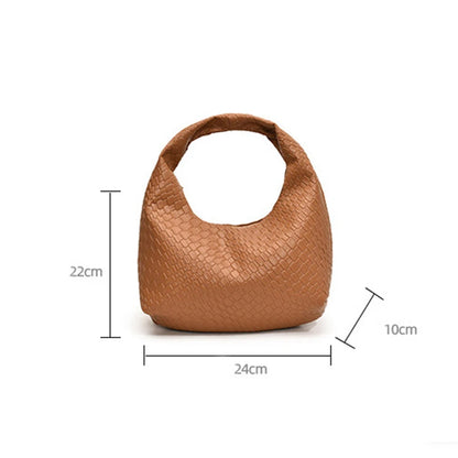 Bolso de Hombro Hobo Pequeño de Mujer de Moda Clásica, Tejido y Grabado, de Cuero PU Suave con Asa Superior, Bolsos Casuales para el Día a Día