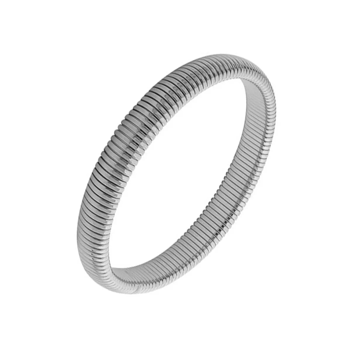 Pulsera de Metal Pulido Grueso con Elasticidad Retro de Acero Inoxidable Impermeable, Bañada en Oro de 18K