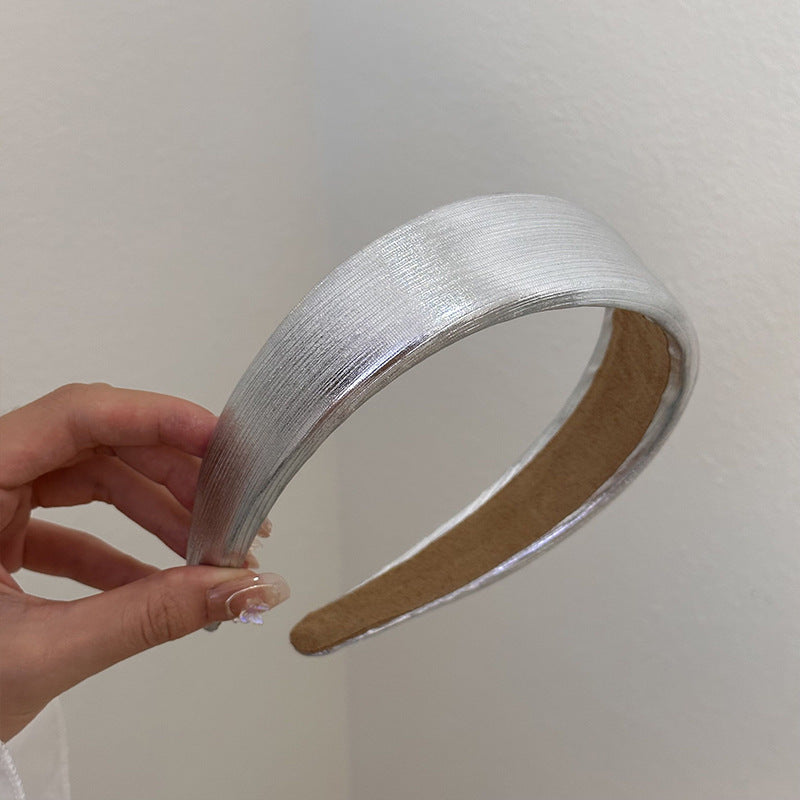 Korean Style Wide Leather Hairbands Shiny Gold Silver Pu Headbands Fashion Plain Sponge Hair Hoop Women Hair Clip Retro Headwear